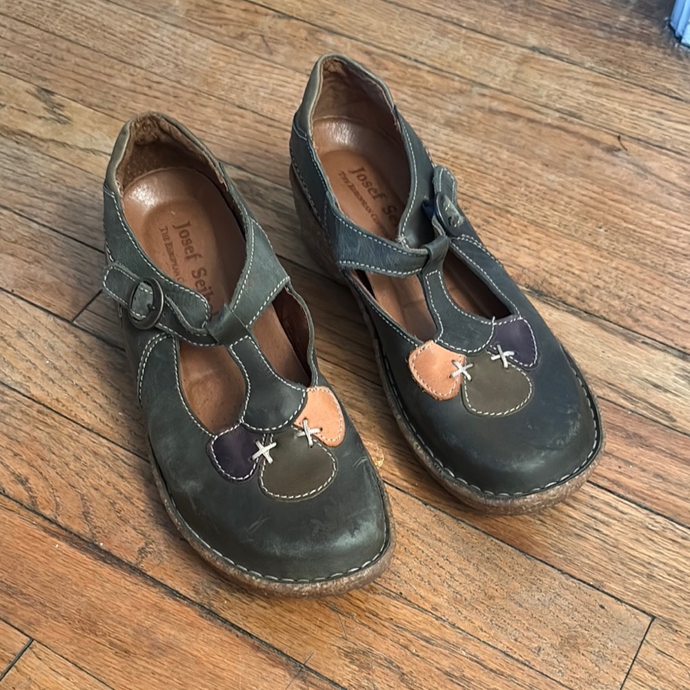 Josef Seibel Leather Shoes - Green and Orange